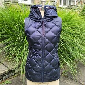 Lululemon The Fluffiest reversible down vest plaid and navy blue